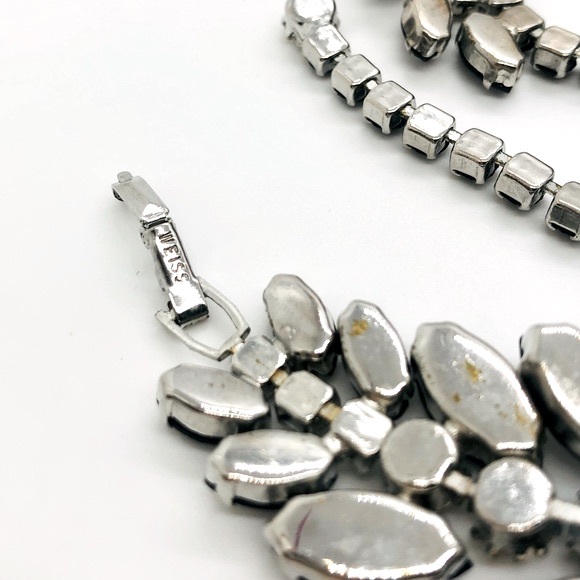Vintage WEISS Black Crystal Demi Parure Necklace Bracelet Set - Picture 9 of 17